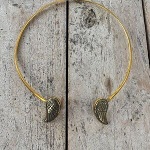 Women's Vintage golden angel wing open choker necklace, possibly made of brass.